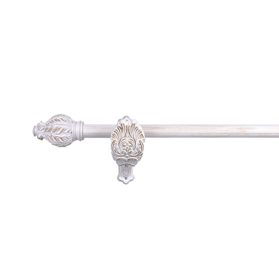 28MM Grooved Pipe White Gold Color With With Stereo Resin Finials For Home And Hotel Decor